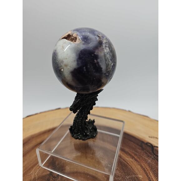 Rainbow Labradorite Sphere .45lb 53mm W/Dragon Stand - Picture 3 of 11